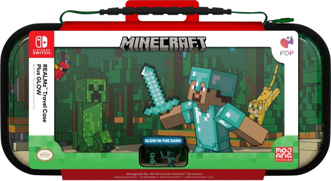 PDP REALMz Travel Case Minecraft Forest Battle Glow in the Dark - Nintendo Switch - 500-245-FSBT
