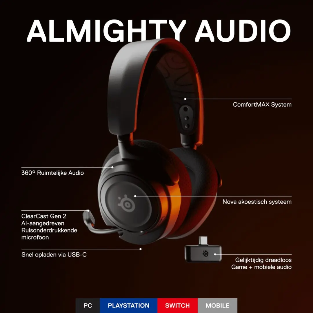 SteelSeries Arctis Nova 7 Draadloze Gaming Headset - PS4/PS5/PC/Switch
