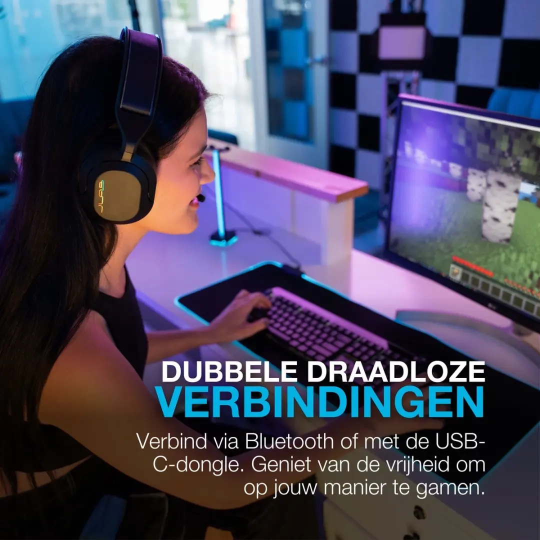 JLab Nightfall IEUGHBNHTFALLRBLK4 Draadloze Gaming Headset - 70 uur - Zwart