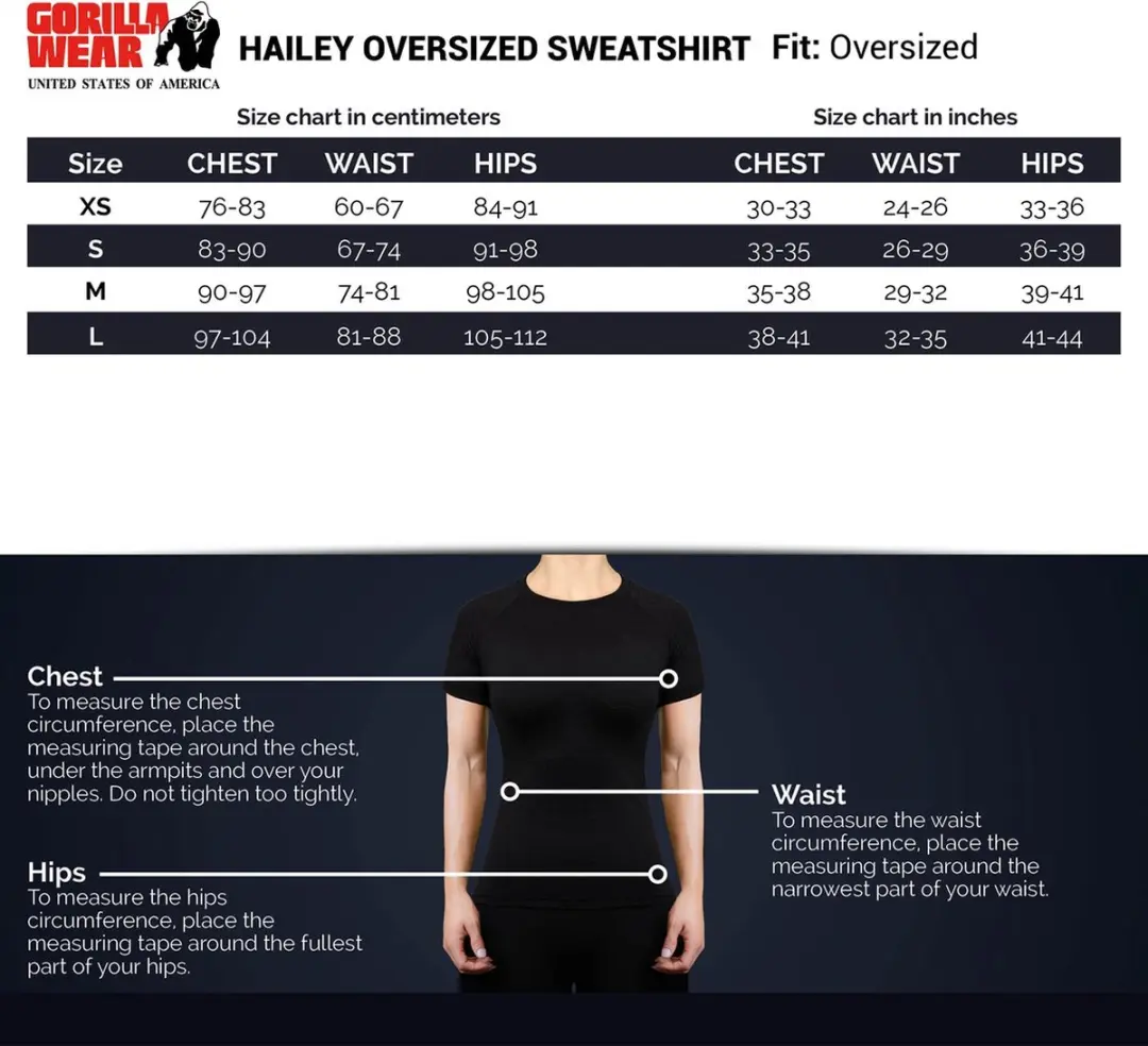 Gorilla Wear Hailey Oversized Sweatshirt M - Zwart