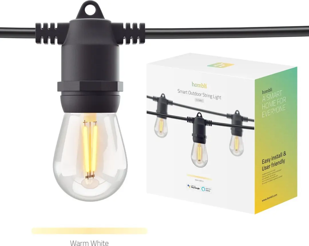 Hombli Lichtsnoer Buiten 5m - 10 Lichtpunten - IP65 - Zwart