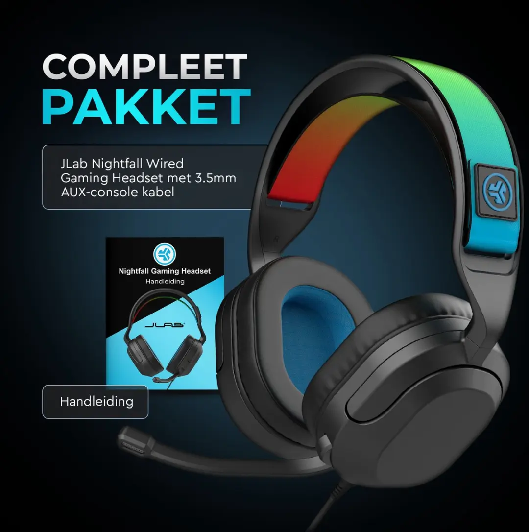 JLab Nightfall IEUGHNHTFALLRBLK4 Gaming Headset - Bedraad - Zwart