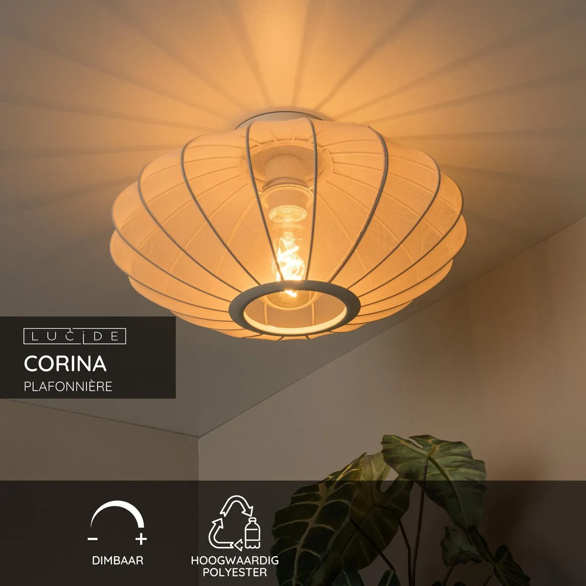 Lucide Corina Plafondlamp Ø40cm - Beige