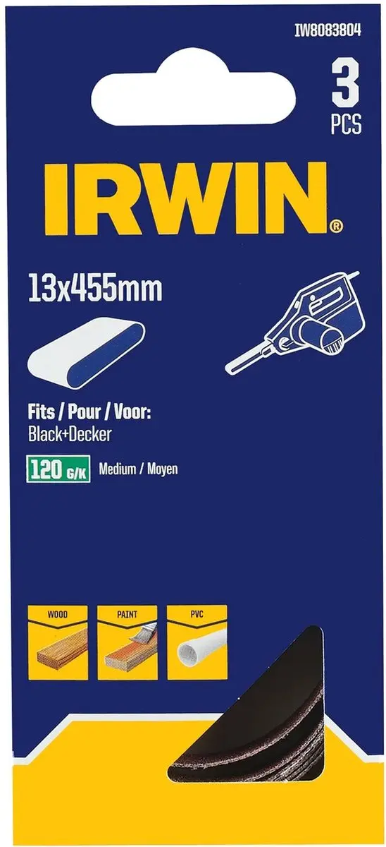 Irwin Schuurband Powerfile K120 - 3 Stuks 13x455mm