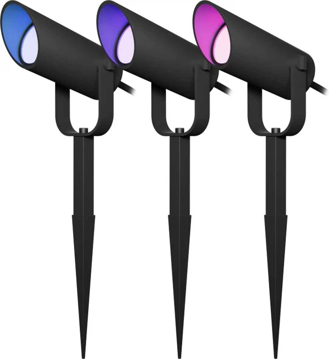 Hombli Slimme Prikspot Starter Kit - 3x LED Tuinspot Wit & Gekleurd Licht - Zwart