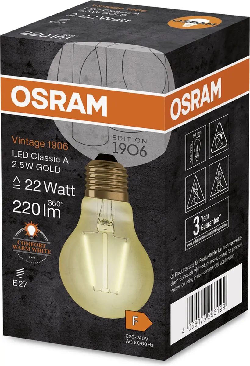 Osram Vintage 1906 LED E3AG5 - 2.5W - 2400K - Amber