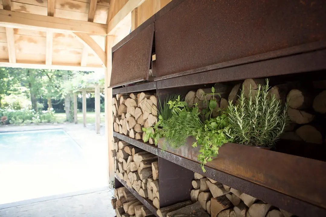 Ofyr Wood Storage 200 Staal - Bruin