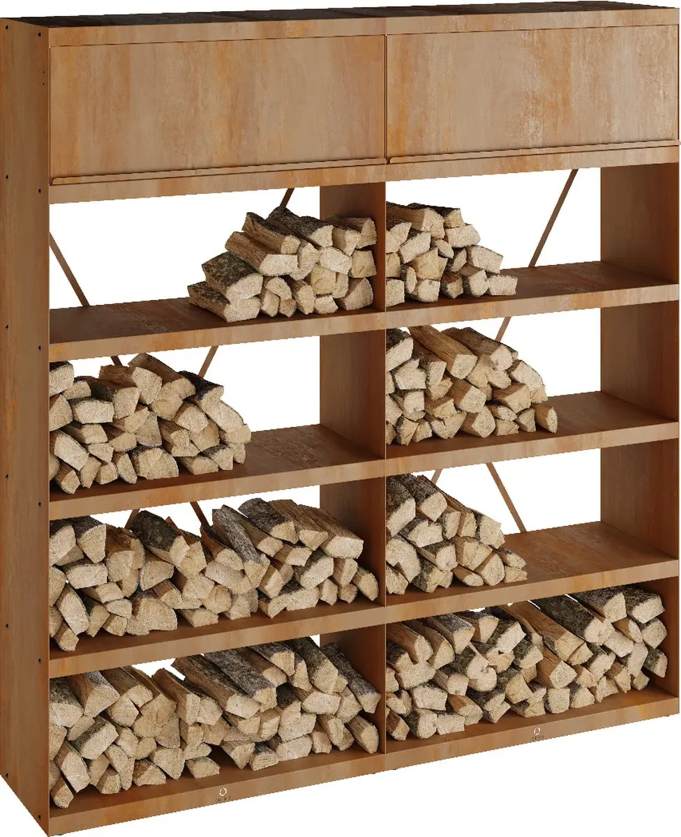 Ofyr Wood Storage 200 Staal - Bruin