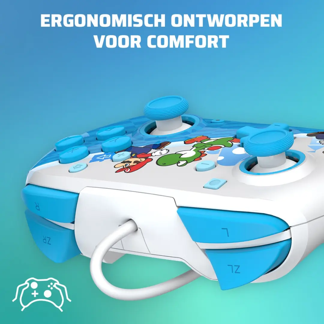 PDP Rematch Glow Gaming Controller Mario Escape - 21 Knoppen - 500-134-MRES