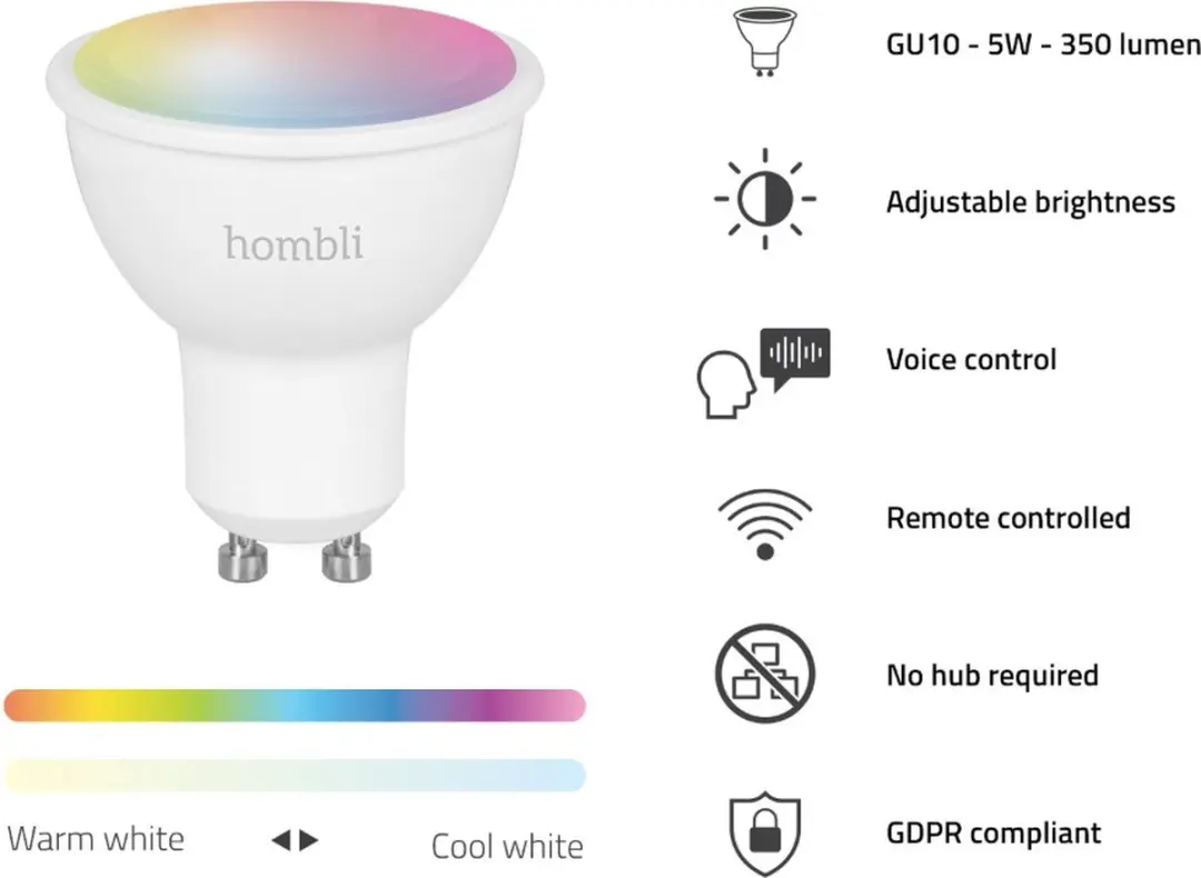 Hombli Smart Spot 5W RGB+CCT LED Spot - 1 Stuk