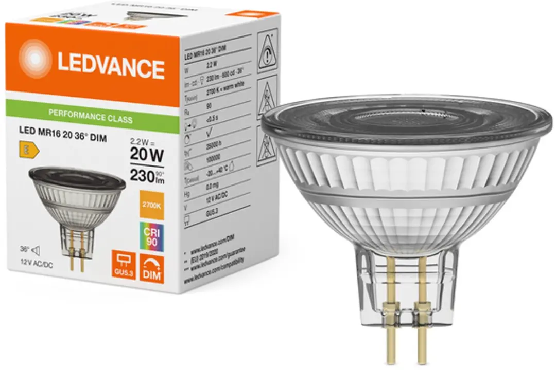 LEDVANCE LED Spot GU5.3 MR16 2.2W 230lm - Zeer Warm Wit - afbeelding 3 van 6
