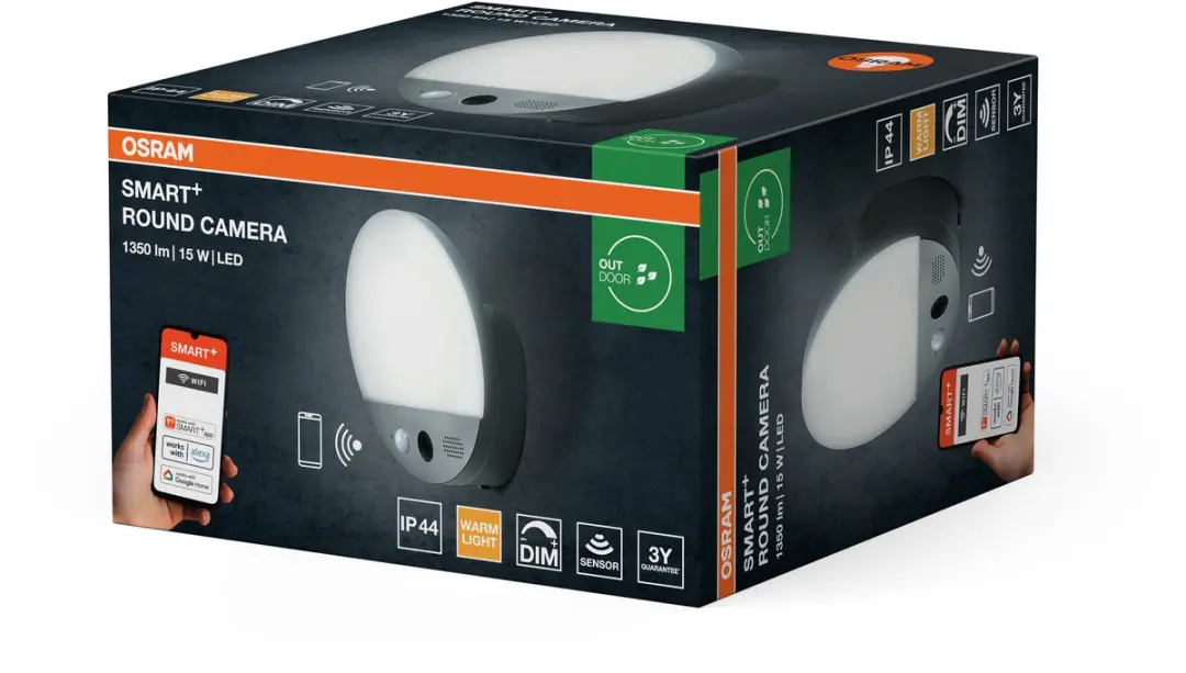 Osram SMART+ Wifi Camera Round Buitenlamp - Warm wit 3000K - Donkergrijs - afbeelding 6 van 6