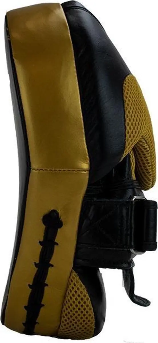 Super Pro Combat Gear Handpads Curved Leder - 26cm - Zwart/Goud