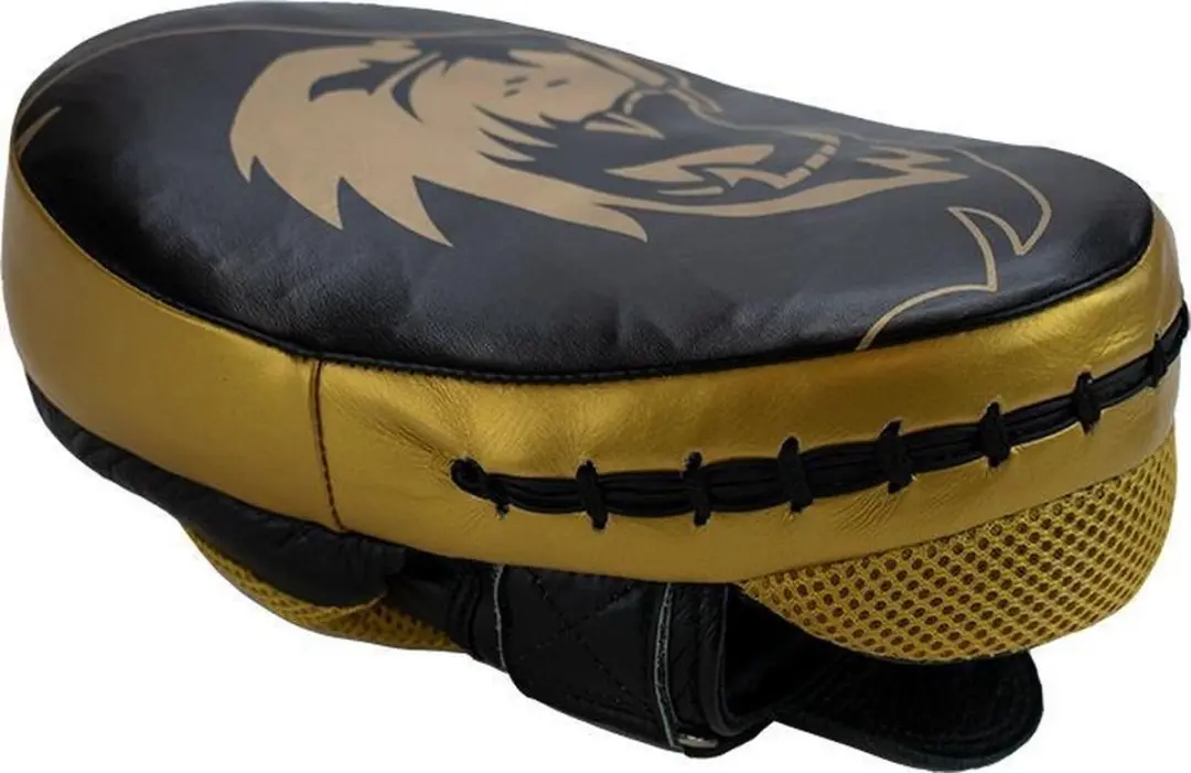 Super Pro Combat Gear Handpads Curved Leder - 26cm - Zwart/Goud