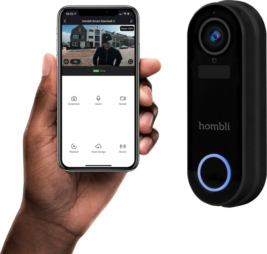 Hombli Slimme Deurbel 2 - Promopakket - 1080p Video - Zwart