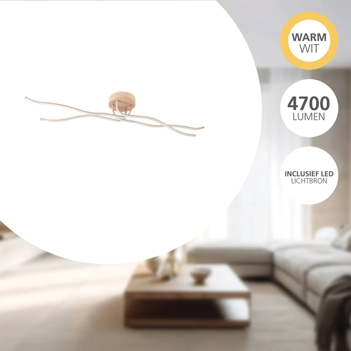 Eglo Roncade 2 Plafondlamp LED 110cm - Lichtbruin/Wit