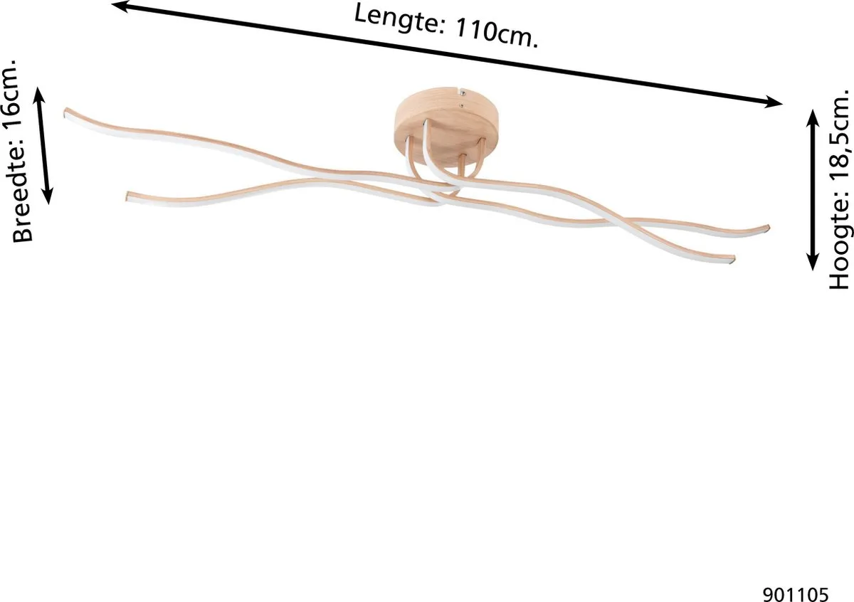 Eglo Roncade 2 Plafondlamp LED 110cm - Lichtbruin/Wit