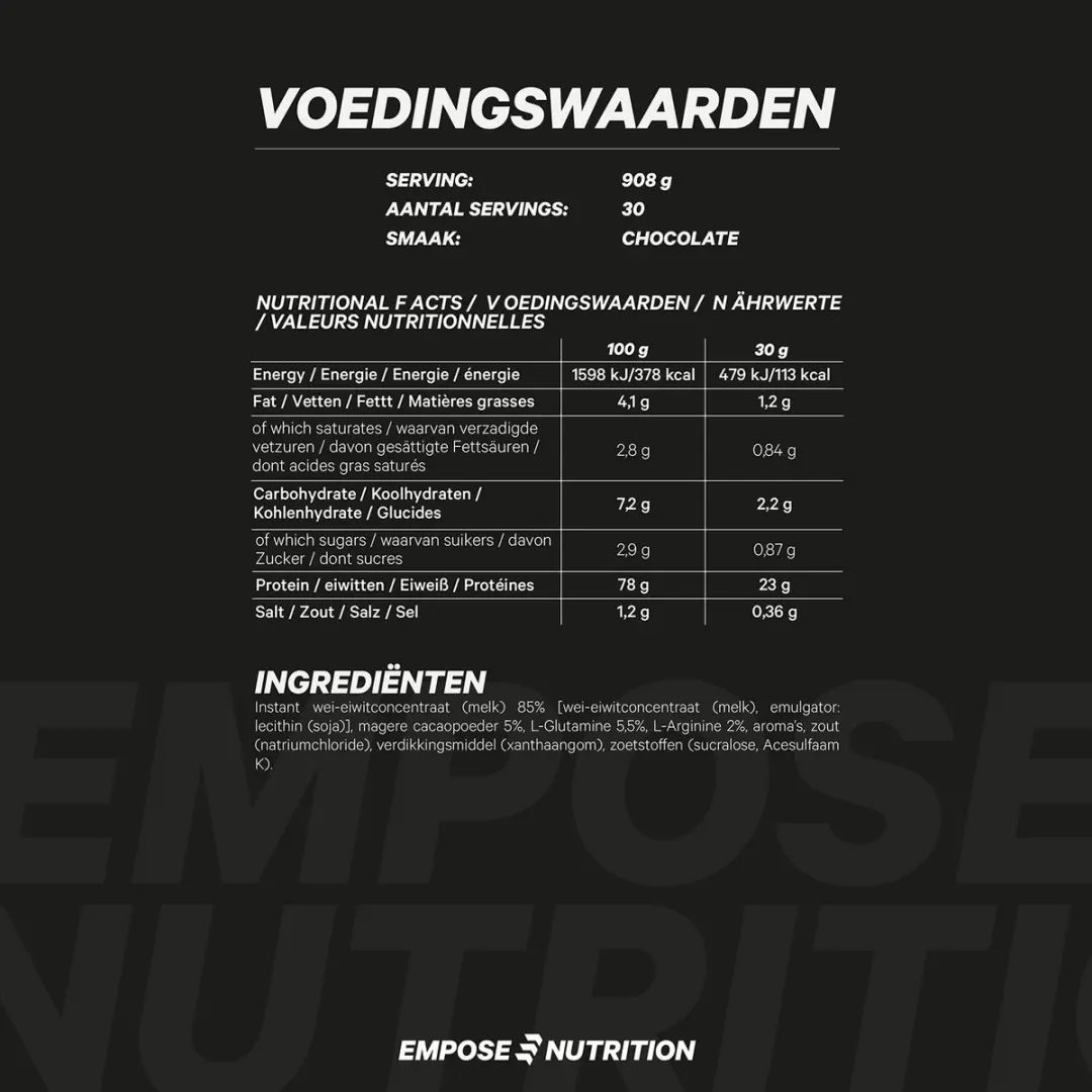 Empose Nutrition Whey Protein Chocolade 908g - 30 Porties