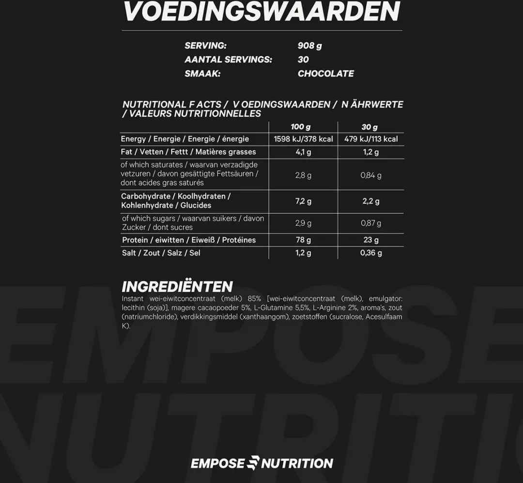 Empose Nutrition Whey Protein Chocolade 908g - 30 Porties