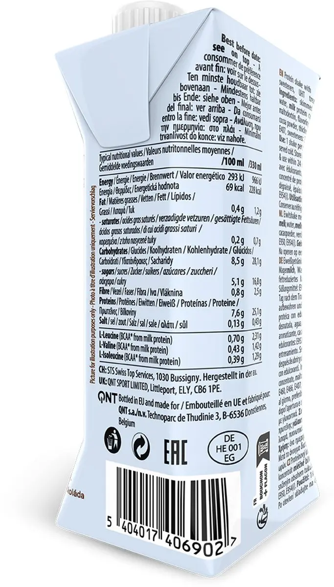 QNT Delicious Whey Shake 12x330ml - Chocolade