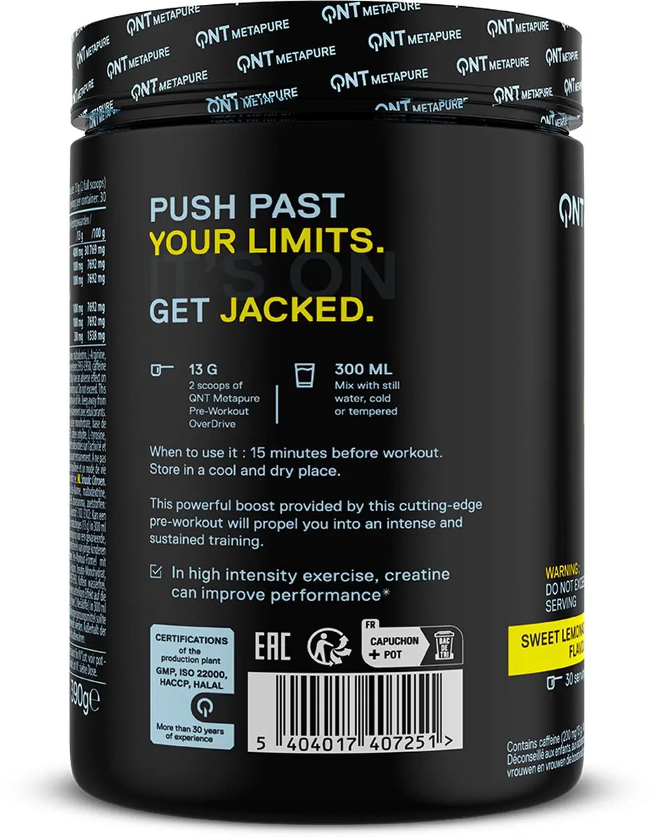 QNT Pre Workout Lemon 390g - 30 Porties