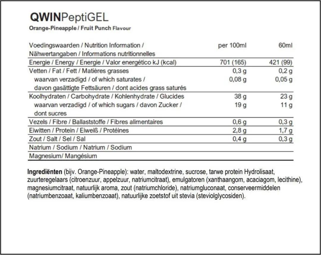 QWIN Pepti Gel Fruit Punch 60ml - 24 Stuks