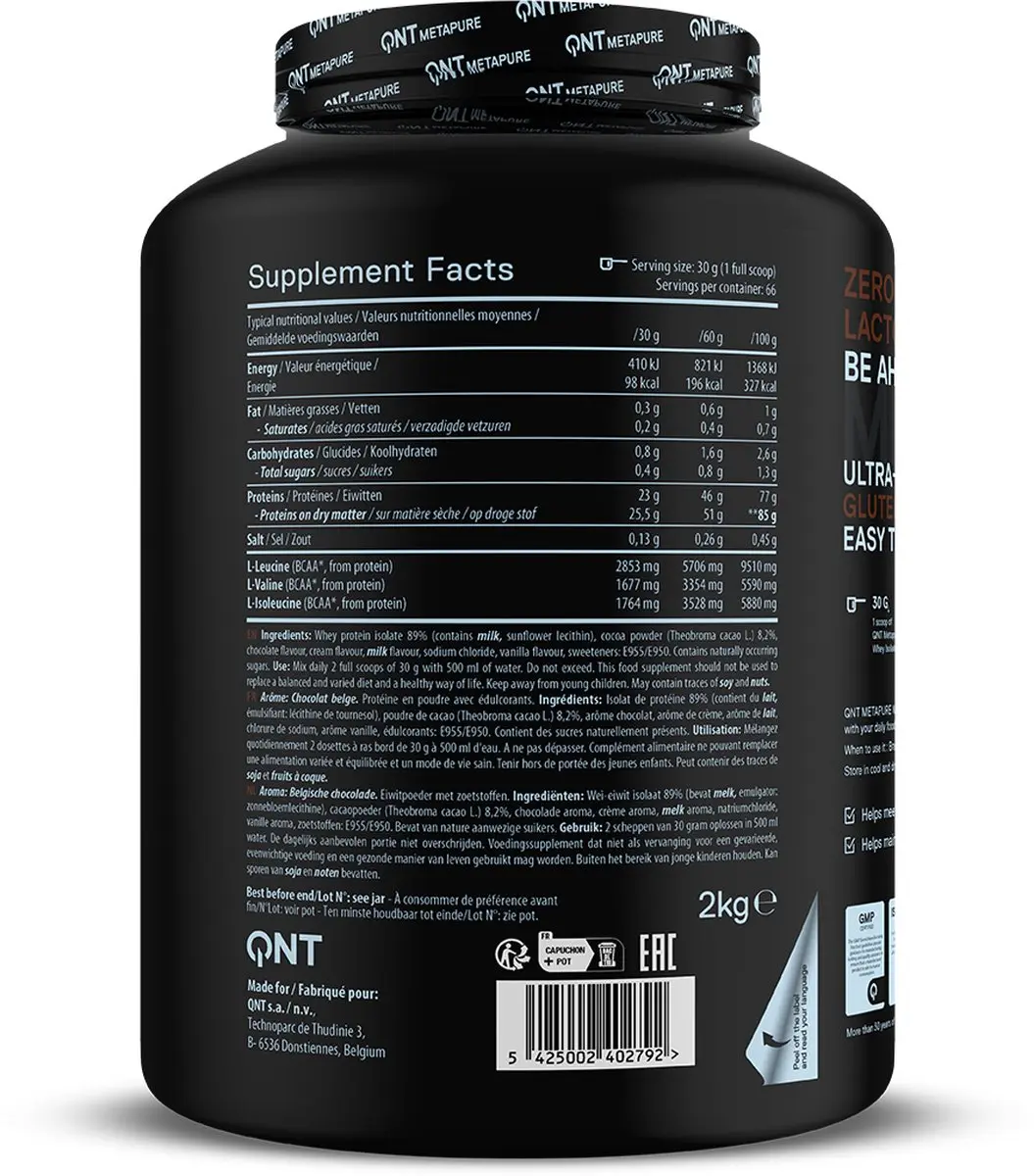 QNT Metapure Whey Protein Isolate 2kg - Belgian Chocolate