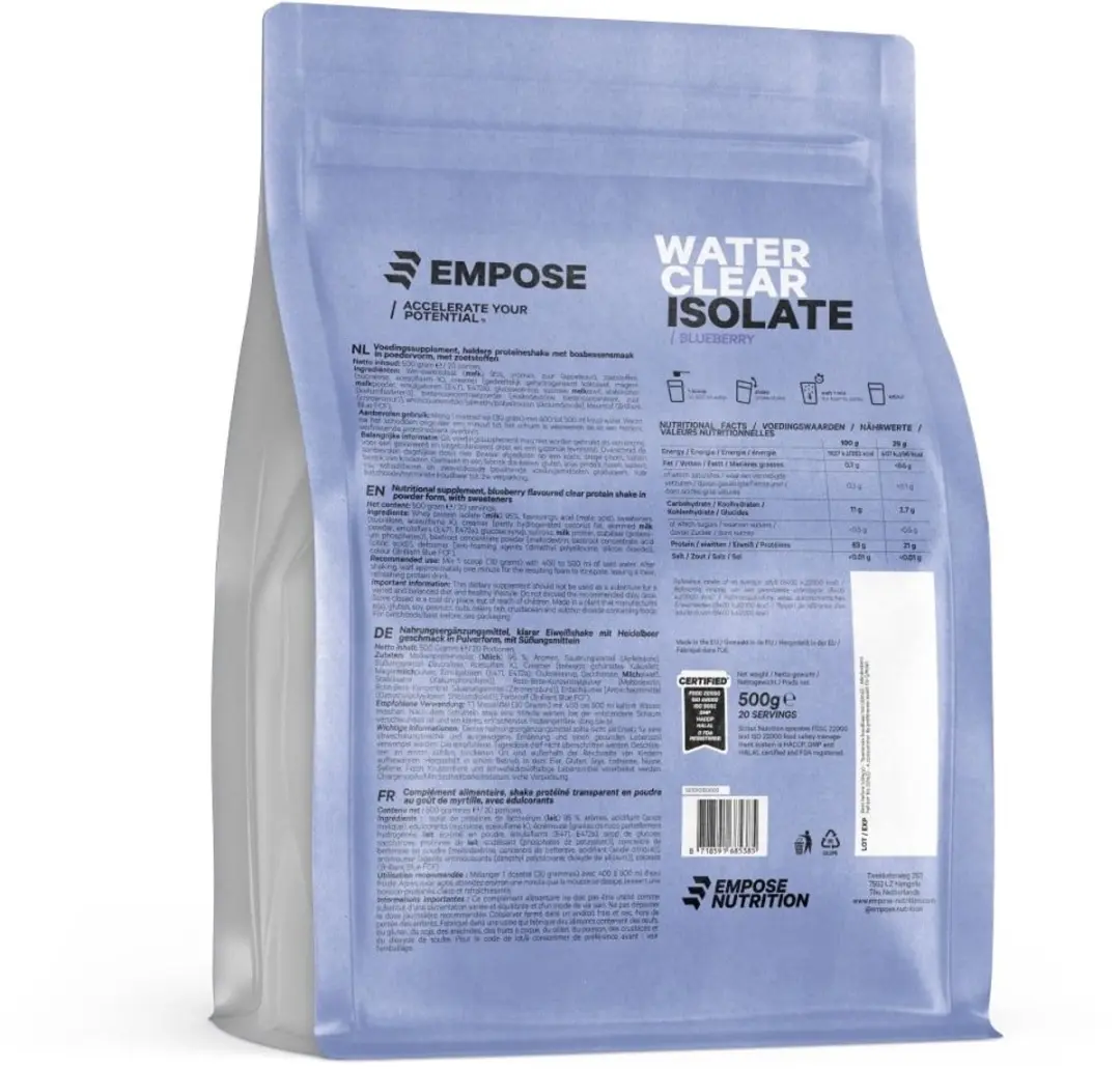 Empose Nutrition Clear Whey Isolate - Blauwe Bes & Ranja - 500g