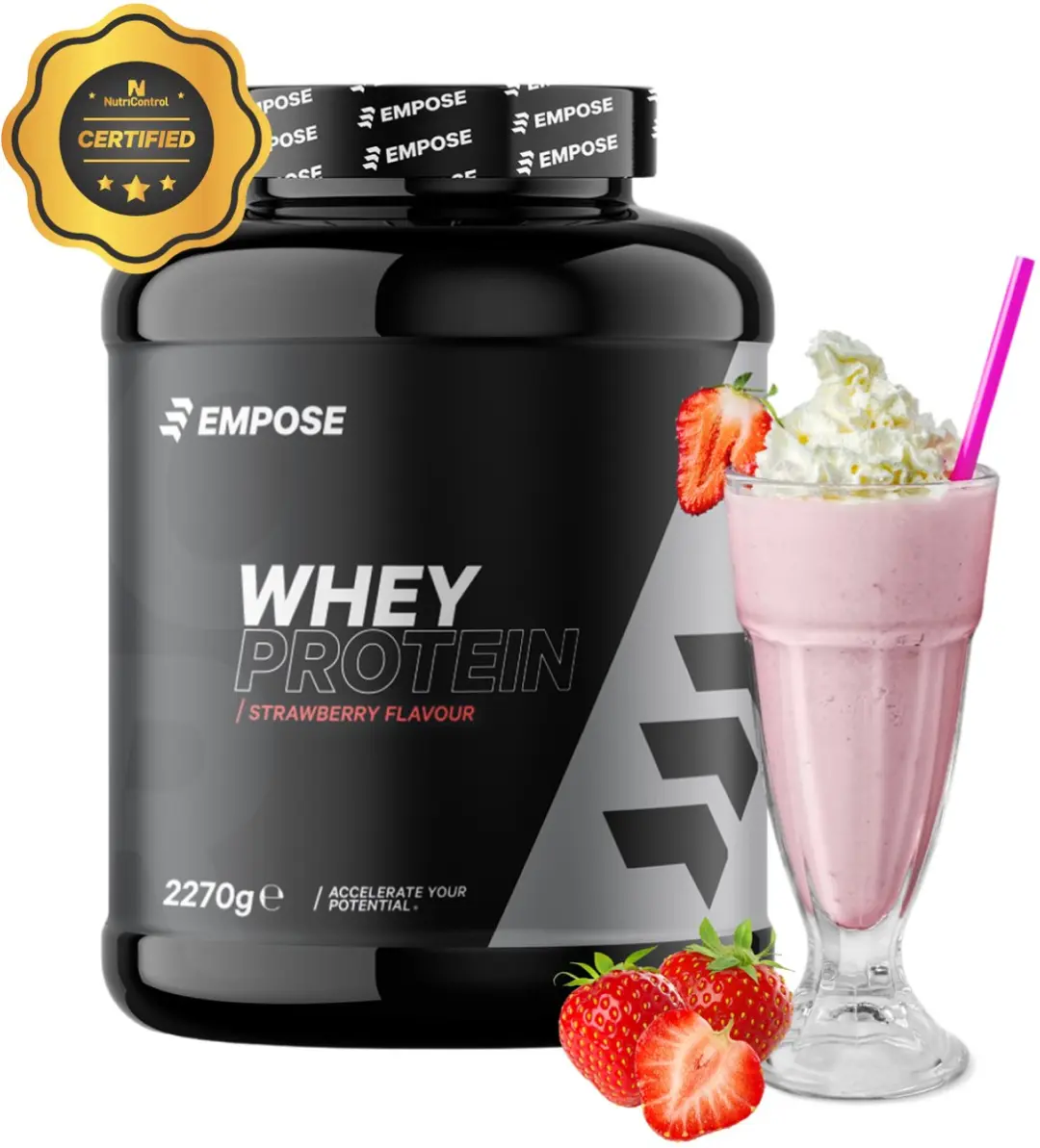 Empose Nutrition Whey Protein Aarbei 2270g - 76 Porties