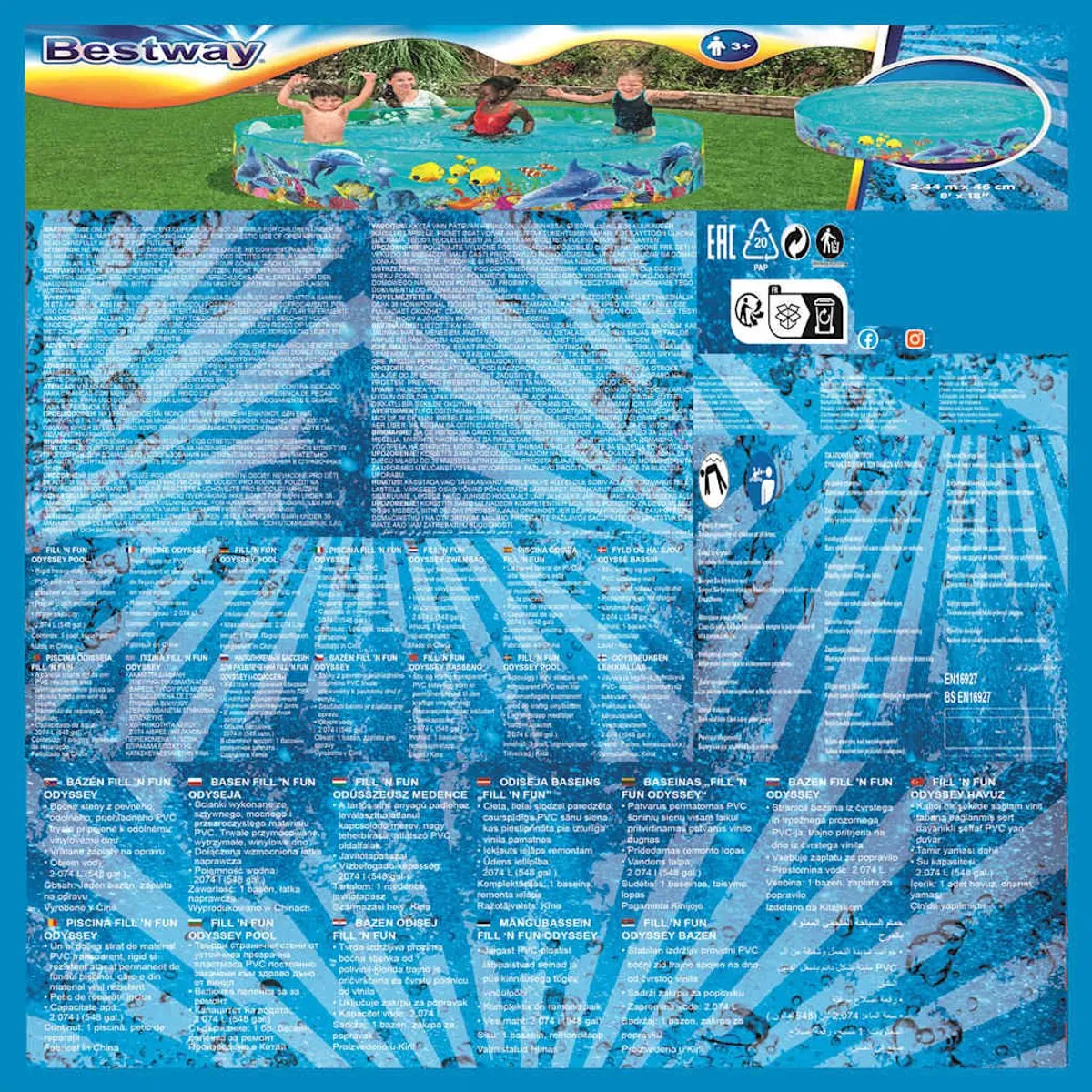 Bestway Fill 'N Fun Zwembad 244cm x 46cm - 1612L - Multicolor