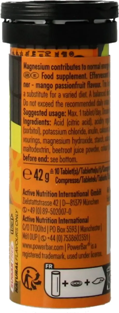 PowerBar Sportdrank Electrolyte Tabs Mango-Passievrucht - 10 tabletten