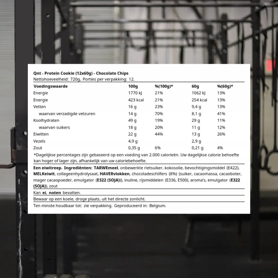 QNT Protein Cookie 720g - 12x60g Chocolade Chips