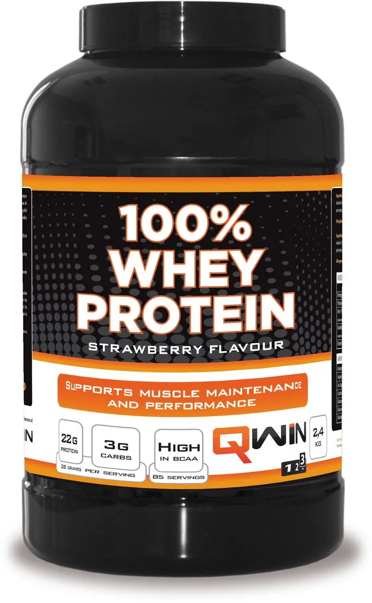 QWIN 100% Whey Protein Aardbei 2400g