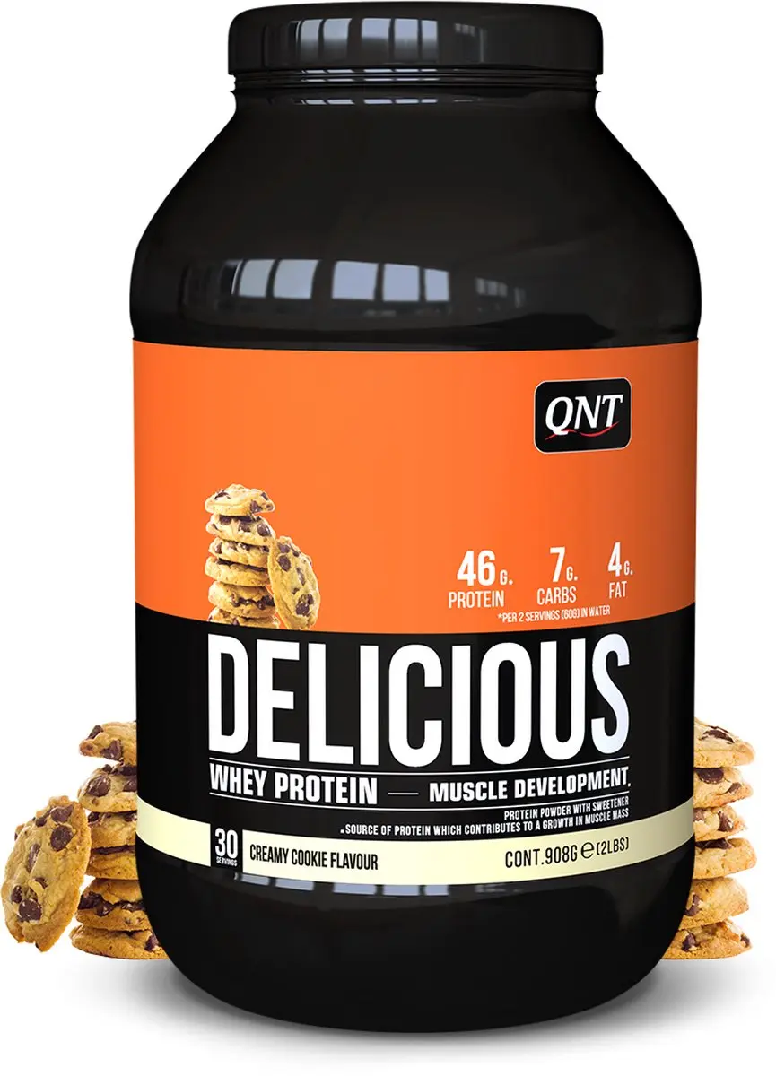 QNT Delicious Whey Eiwitpoeder Creamy Cookie 908g