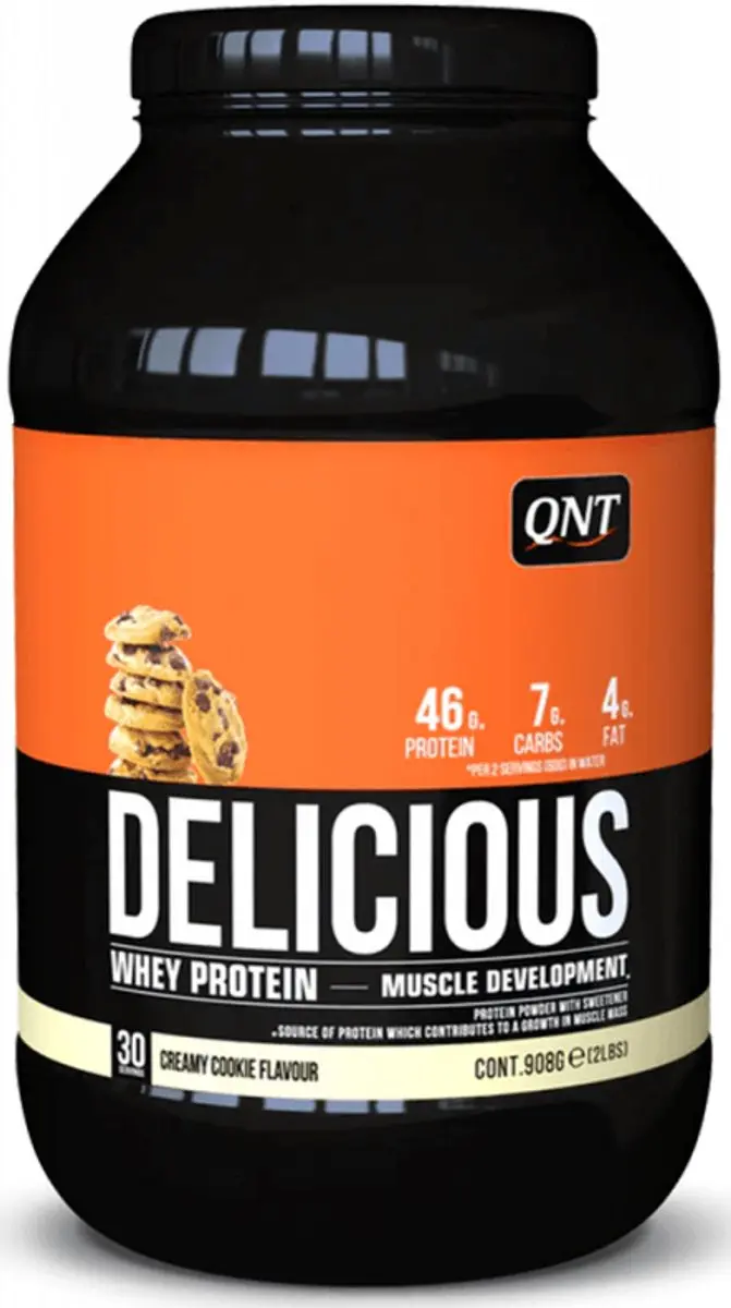 QNT Delicious Whey Eiwitpoeder Creamy Cookie 908g