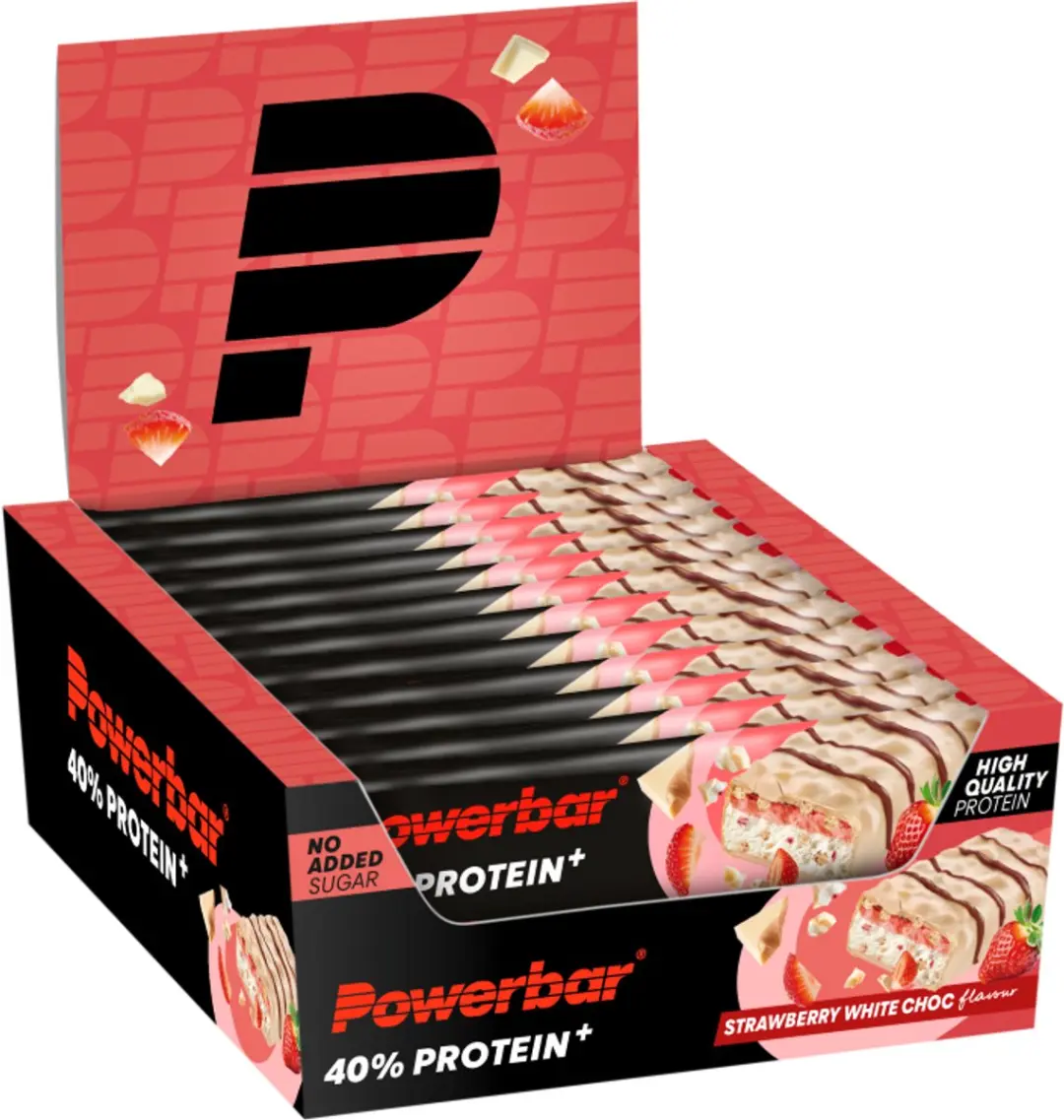 PowerBar Protein+ Eiwitreep Aardbei Wit Choco - 12x40g
