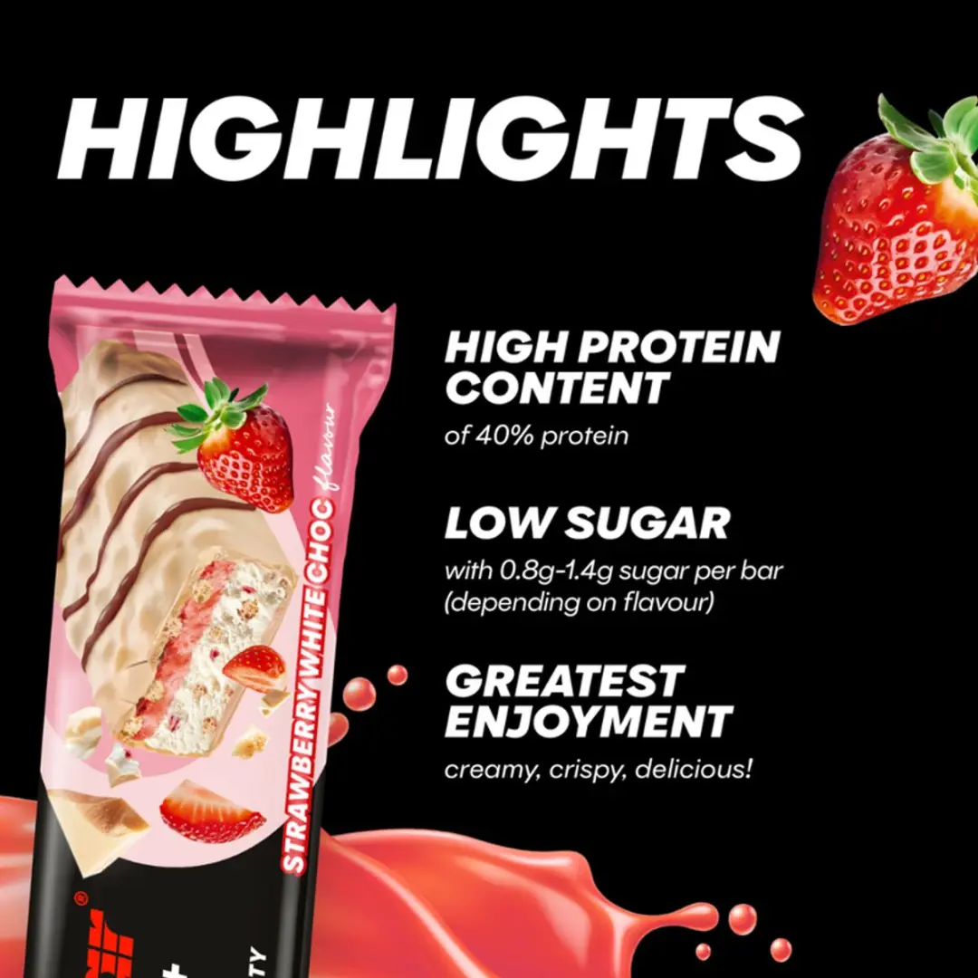PowerBar Protein+ Eiwitreep Aardbei Wit Choco - 12x40g
