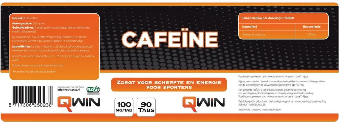 QWIN Cafëine 90 Tabletten - 29.3 g