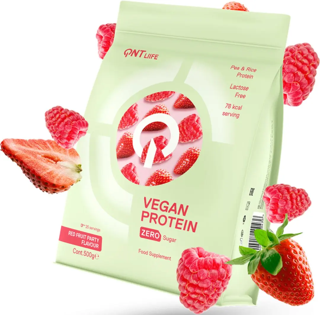 QNT Vegan Protein Zero Sugar Red Fruit 500g