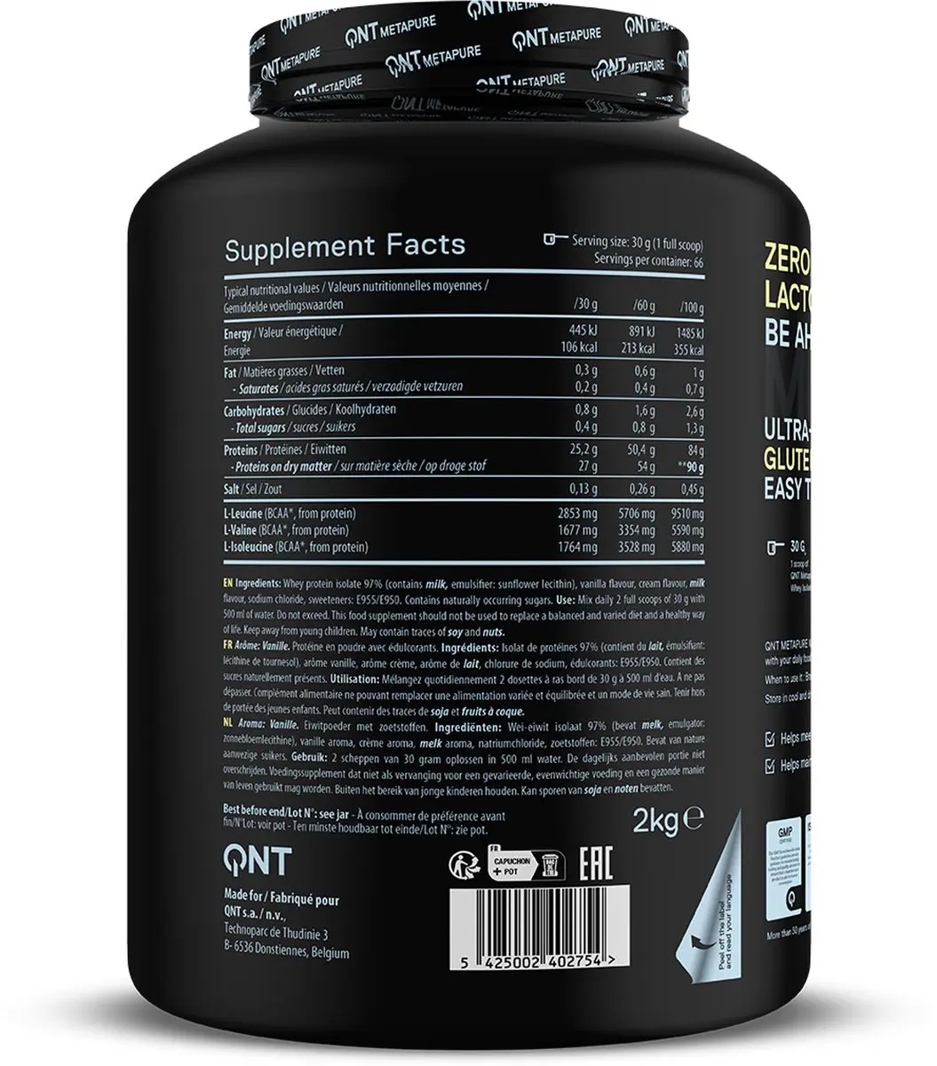 QNT Metapure Whey Protein Isolate 2kg - Vanille