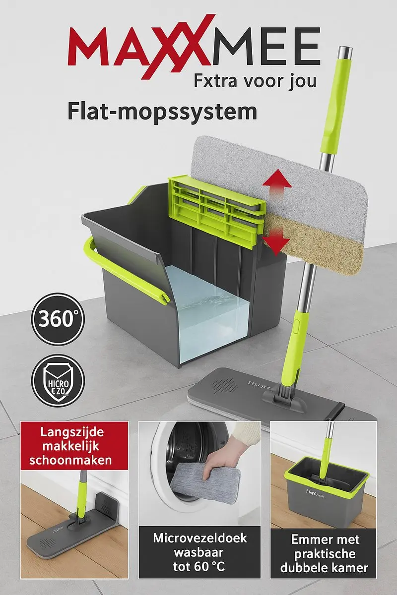 Maxxmee Vloermopset Groen - 5L Emmer