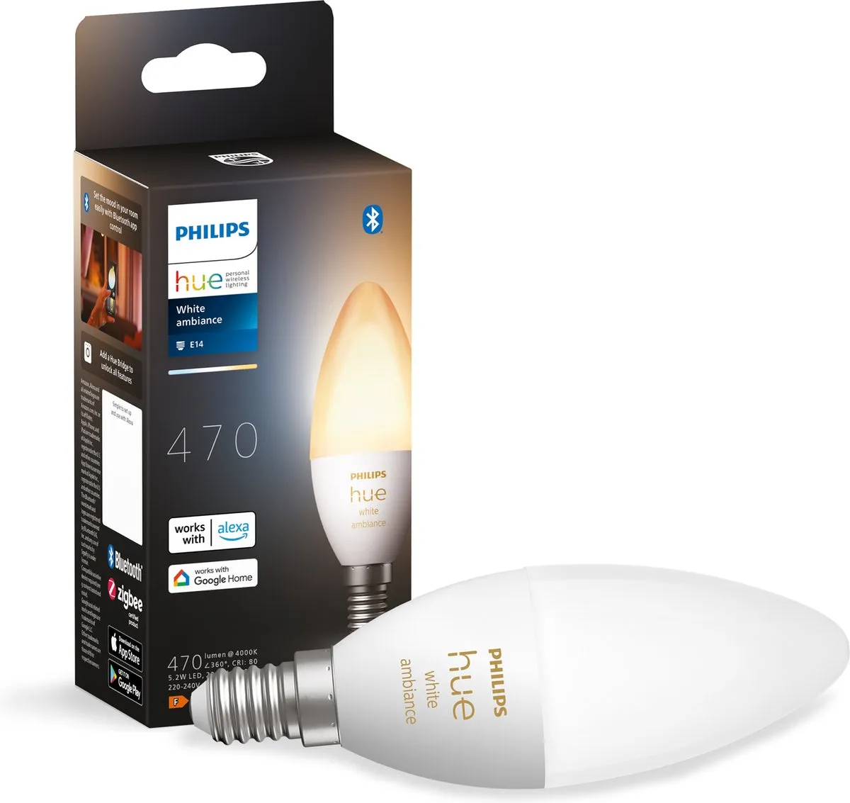 Philips Hue Kaarslamp E14 Mat