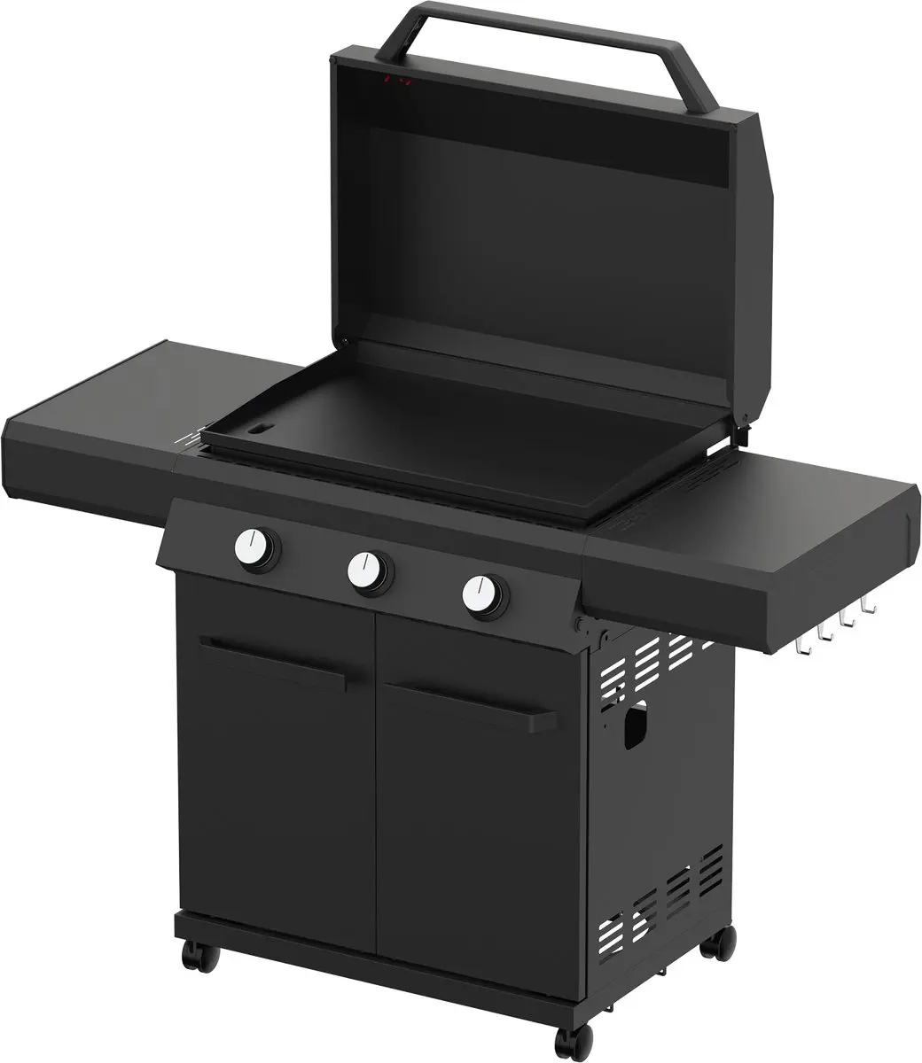 Grill Guru Plancha Gasbarbecue GGP103 - 3 Branders 84cm - Zwart