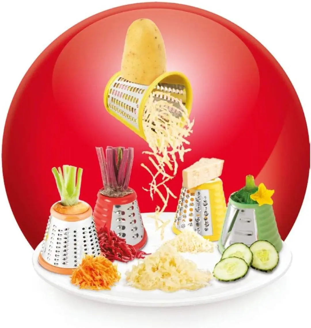 Moulinex Luxe Groentensnijder - Mandoline met uien- en frietsnijder - Wit/Rood