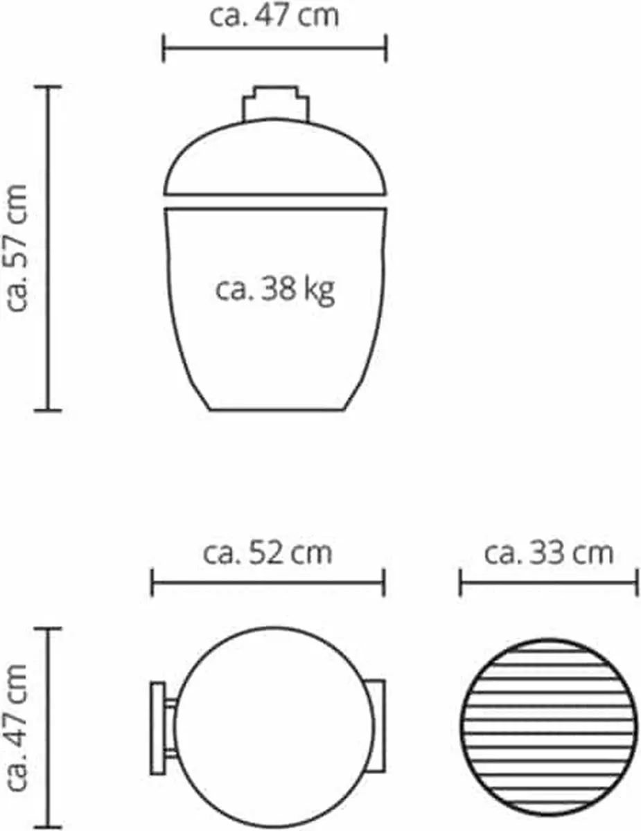 Monolith Junior 2.0 Solo BBQ - 33cm - 6 Hamburgers - Zwart