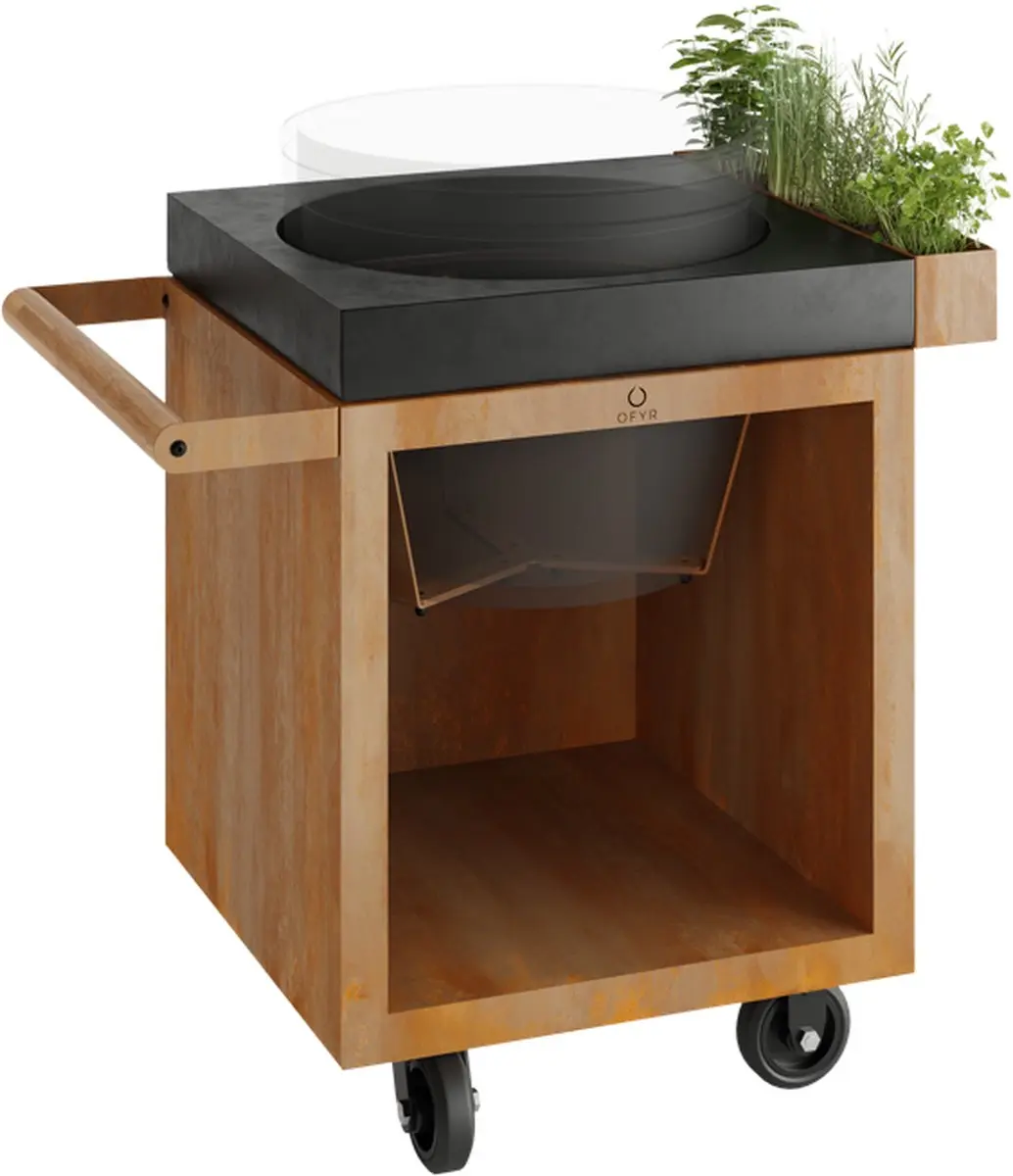 Ofyr Kamado Table 65 PRO BBQ Tafel - Corten/Concrete - 45cm - 8 Burgers