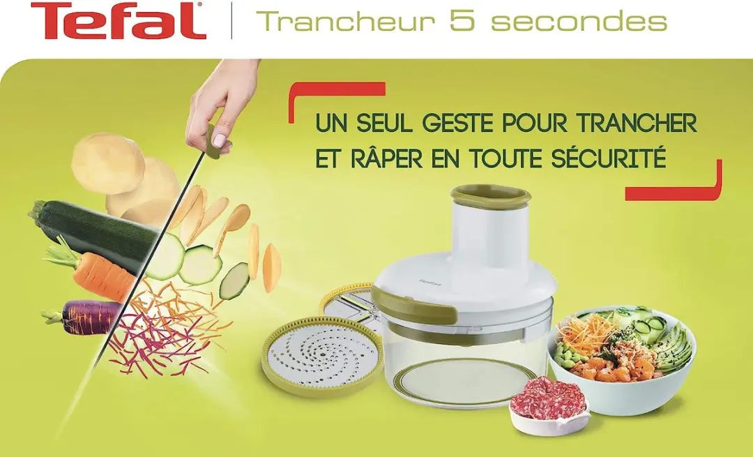 Tefal Luxe Groentesnijder - Anti-slip mat - Geel/Wit/Groen - afbeelding 2 van 3