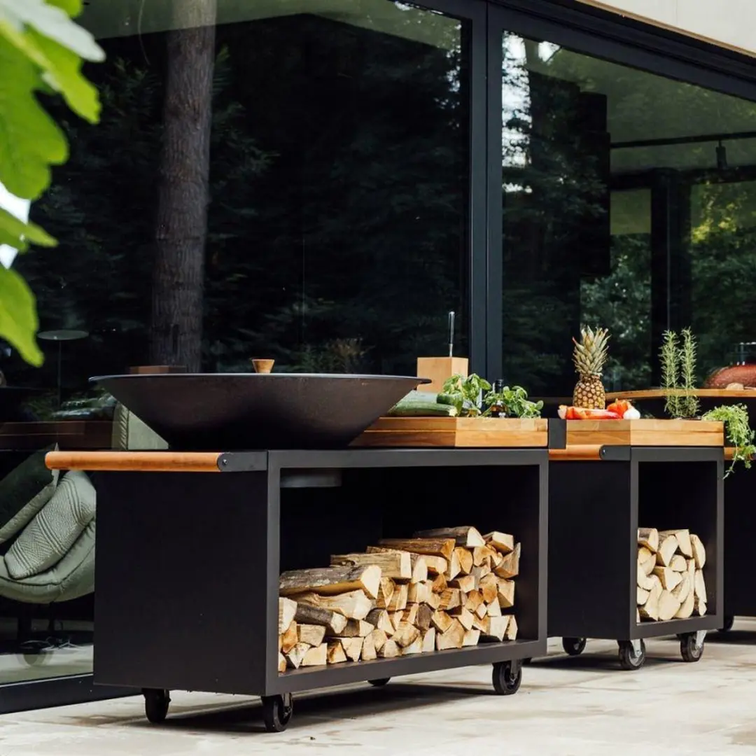 Ofyr Island Black 100 Pro BBQ - 98cm - 20 Burgers - Grijs