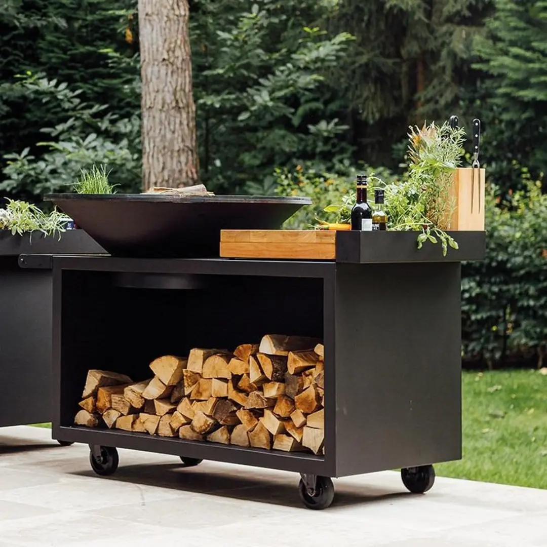 Ofyr Island Black 100 Pro BBQ - 98cm - 20 Burgers - Grijs