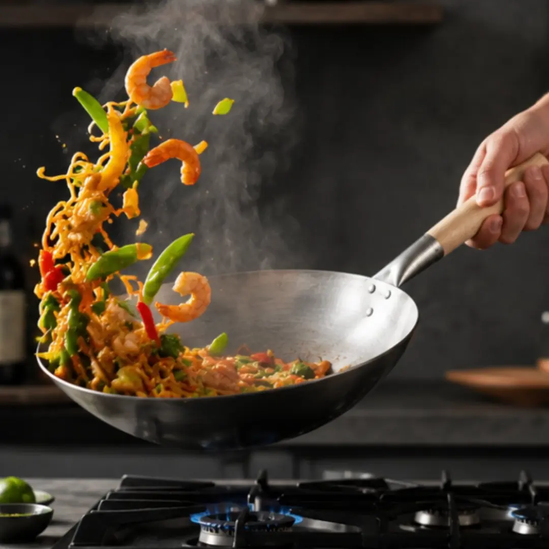 Monolith Wok 40cm - Staal - Bruin